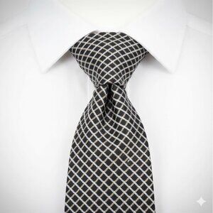 Tommy Hilfiger Silk Tie Geometric Blue Beige Vintage 90's